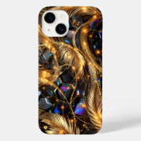 Plumes d'or de luxe et Motif étincelant en pierre