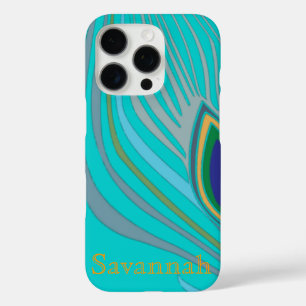 iPhone 16 Pro Case Plumes Peacock moderne Personnalisé Damask iPhone