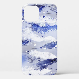 Case-Mate iPhone Case Plumes tombantes : motif bleu aquarelle.