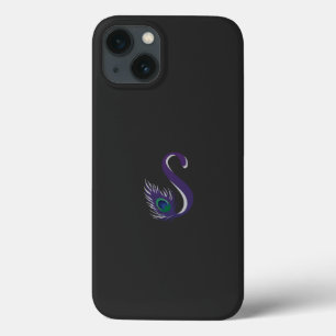 Case-Mate iPhone Case plumes violettes et vertes de paon sur le dos noir