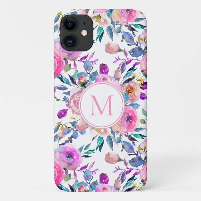 Coques Case-Mate iPhone Plutôt Personnalisé Monogramme Floral (Dos)