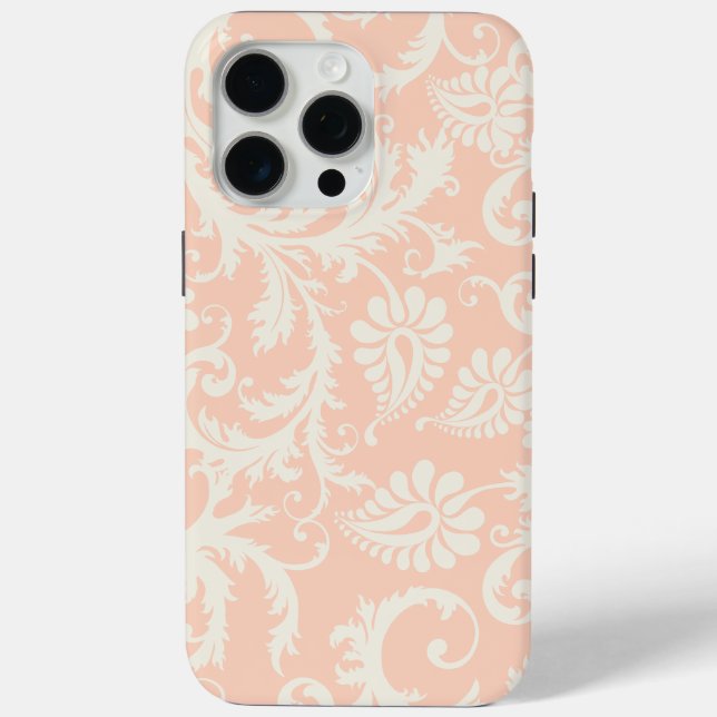 Coques Case-Mate iPhone Poche et off blanc Damas motif floral (Verso)