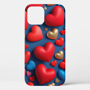 Case-Mate iPhone Case Poignée de protection quotidienne Red 3D Hearts po