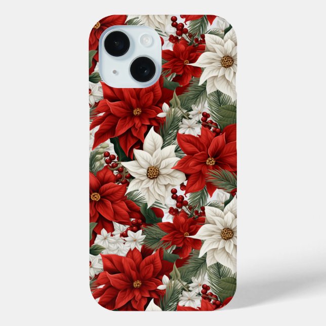 Coques Case-Mate iPhone Poinsettia de Noël – Conception florale de vacance (Verso)