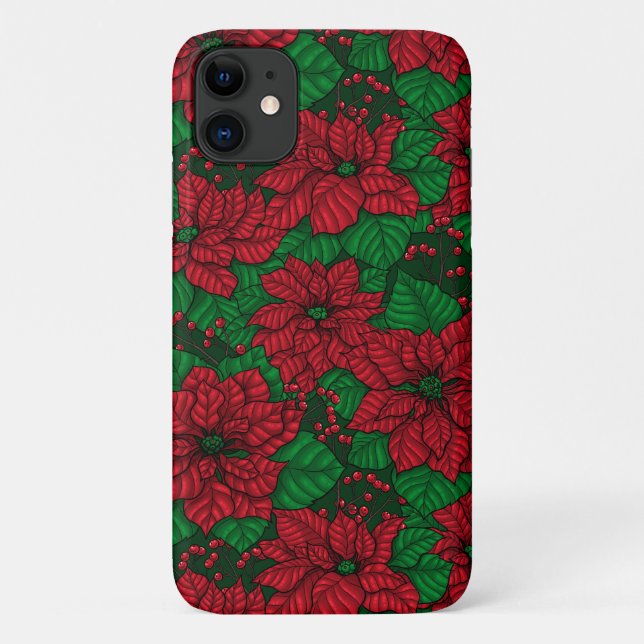 Coques Case-Mate iPhone Poinsettia, motif de Noël (Dos)