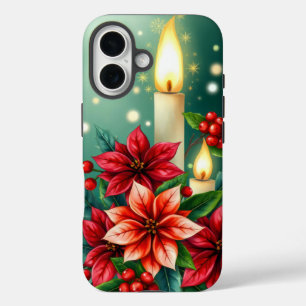 Coque Pour iPhone 16 poinsettias et baies sèches vibrantes