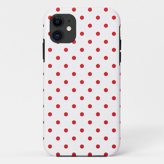 Coques Case-Mate iPhone Point de polka blanc et rouge (Dos)