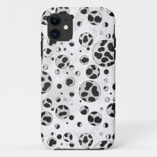 Coque iPhone 11 Point de polka dalmatien noir et blanc