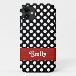 Coques Pour iPhone Point de polka noir et blanc