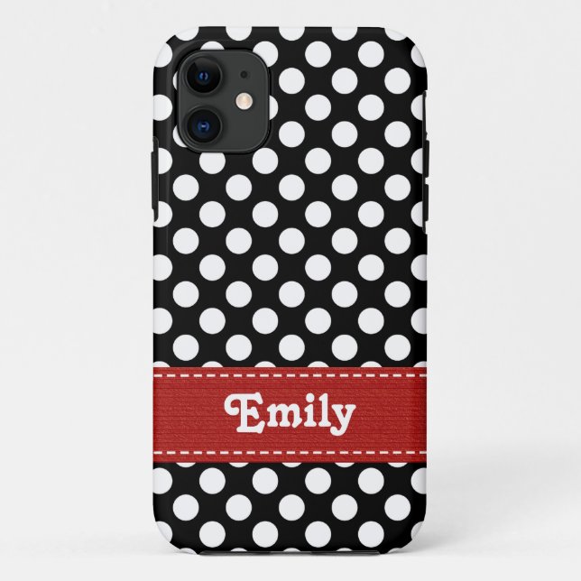 Coques Case-Mate iPhone Point de polka noir et blanc (Dos)