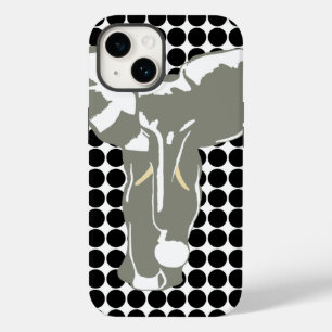 Coque Pour iPhone 14 Point noir de safari avec l'éléphant d'art de