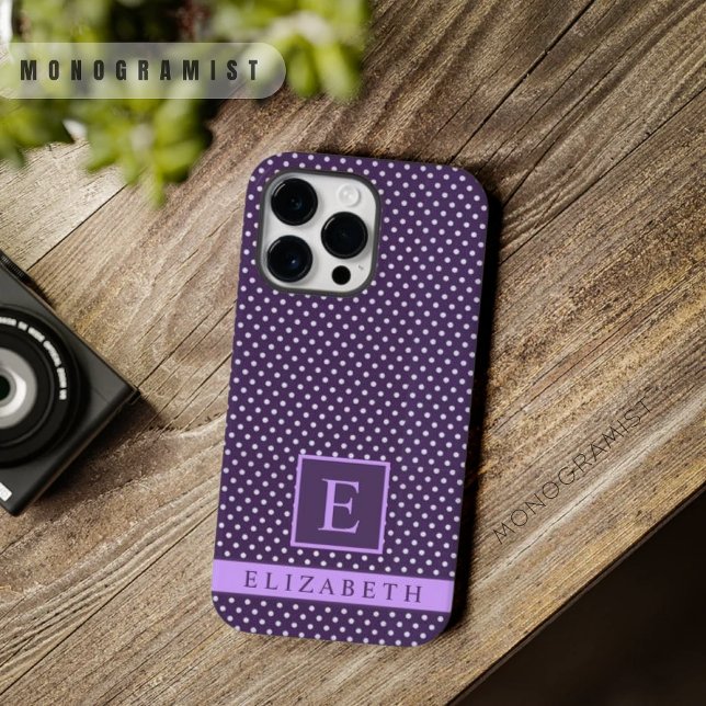 Coques Case-Mate iPhone Point Polka blanc foncé foncé foncé (Custom Dark Deep Vivid Purple White Polka Dot Case-Mate iPhone Case)