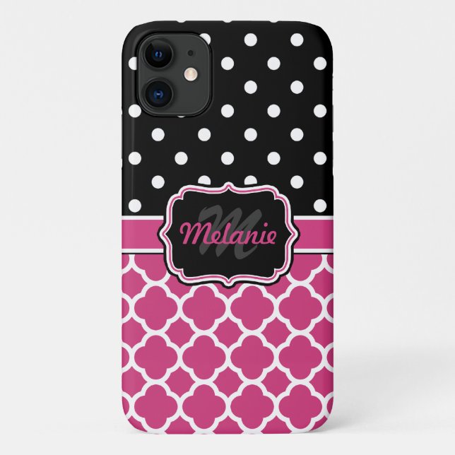 Coques Case-Mate iPhone Point Polka de treillis monogramme (Dos)