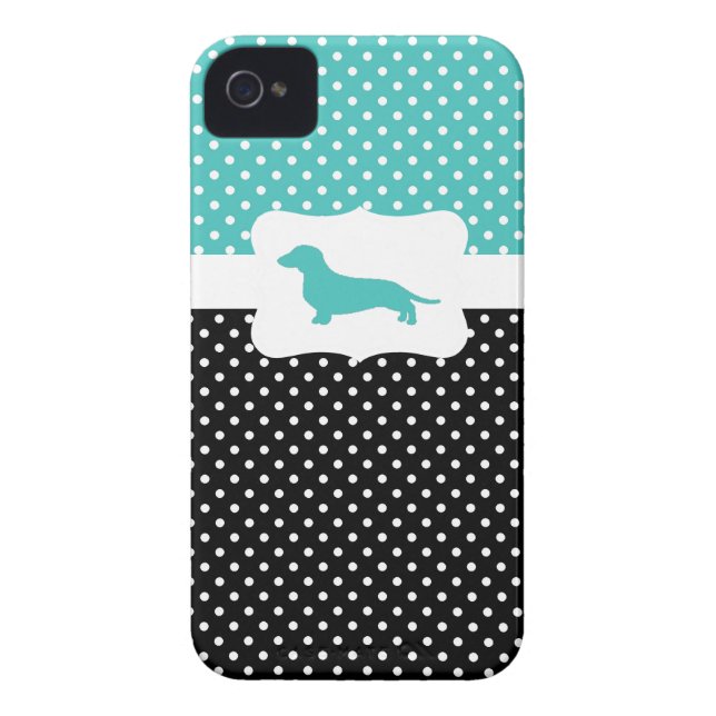 Coques Case-Mate iPhone Point Polka rétro avec Dachshund (Dos)