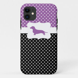Coques Pour iPhone Point Polka rétro avec Dachshund