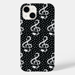 Coque Pour iPhone 14 Pointe de polka noir et blanc