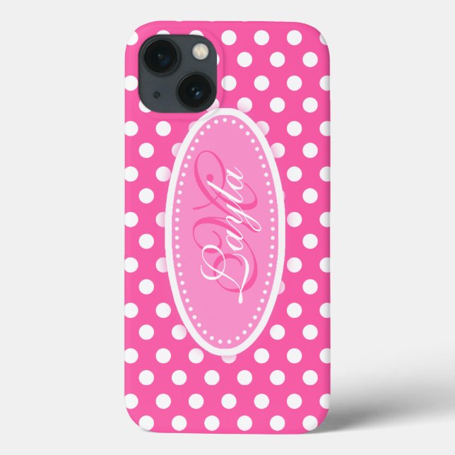 Coques Case-Mate iPhone Pointe Polka nommé rose pâle blanc (Verso)