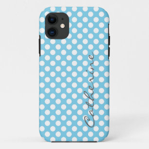 Coques Pour iPhone Points aqua bleu classiques personnalisés pour fil