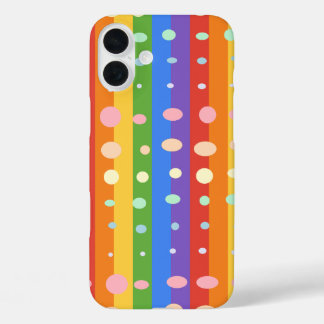 COQUES iPhone 16 PLUS POINTS ARC-EN-CIEL RAYÉS