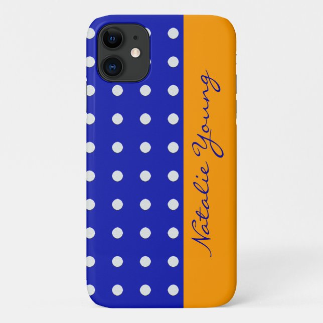 Coques Case-Mate iPhone points blancs bleus personnalisés (Dos)