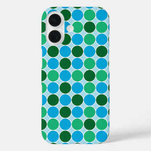 Coque Pour iPhone 16 Points bleu turquoise rétro Motif géométrique