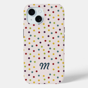 Coque Pour iPhone 15 Points colorés funky Motif Monogramme