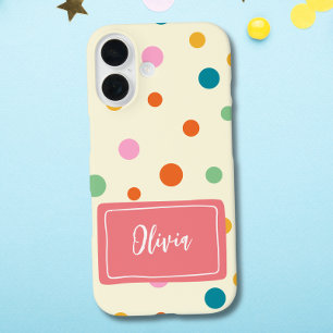 Coque Pour iPhone 16 Points colorés gais Personnalisés