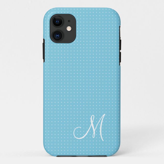 Coques Case-Mate iPhone Points coques iphone blanc turquoise Monogramme pe (Dos)