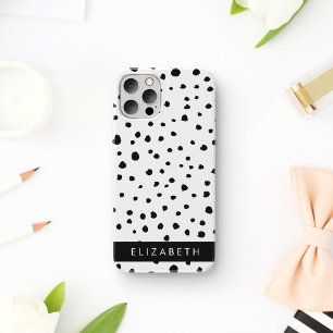 Case-Mate iPhone Case Points dalmatiens, Spots, Noir et Blanc, Votre nom