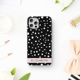 Case-Mate iPhone Case Points dalmatiens, Spots, Noir et Blanc, Votre nom