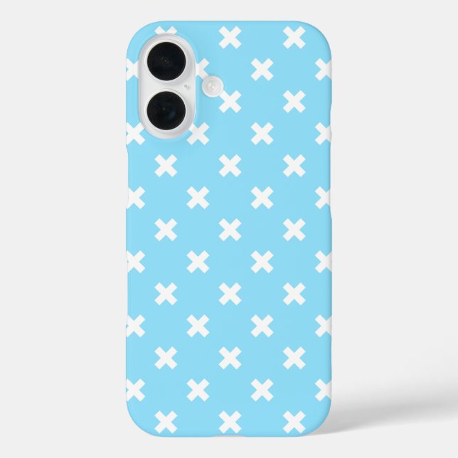 Coques Case-Mate iPhone Points de croix blancs sur bleu bébé (Verso)