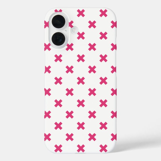 Coques Case-Mate iPhone Points de croix fuchsia sur fond blanc (Verso)