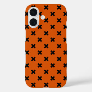 Coque Pour iPhone 16 Points de croix noirs sur orange