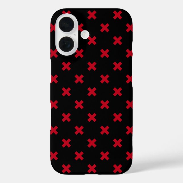 Coques Case-Mate iPhone Points de croix rouges sur fond noir (Verso)