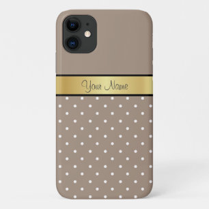 Coque Case-Mate Pour iPhone Points noirs blancs classiques sur paille Brown et