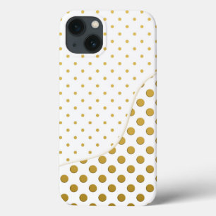 Coques Pour iPhone Points polka en or et blanc