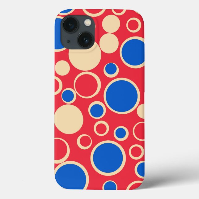 Coques Case-Mate iPhone Points Rouge Et Bleu Sur Rouge (Verso)