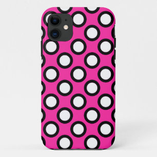 Coque Case-Mate Pour iPhone Points tournés, fuchsia, noir et blanc