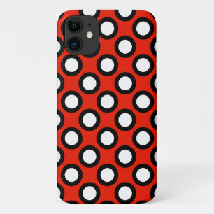 Coques Pour iPhone Points tournés rétros, rouge, noir et blanc