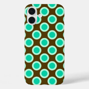 Coques iPhone 16 Plus Points tournés vers l'arrière, brun et turquoise