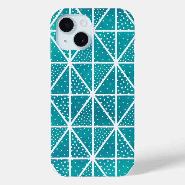 Coques Case-Mate iPhone Points triangulaires Motif géométrique bleu turquo (Verso)