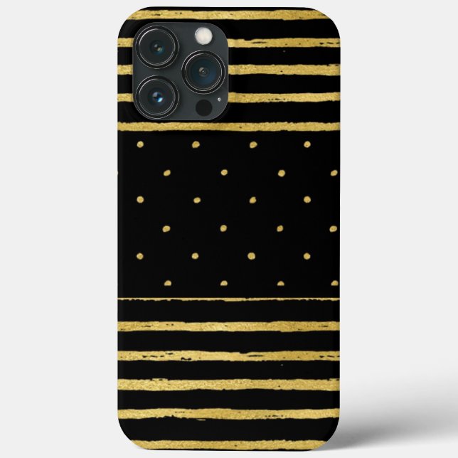 Coques Case-Mate iPhone Points triés Monogramme Noir Or (Verso)
