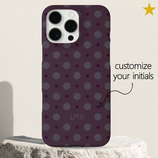 Coques Case-Mate iPhone Points violets sophistiqués Initiales Nom personna (Créateur téléchargé)