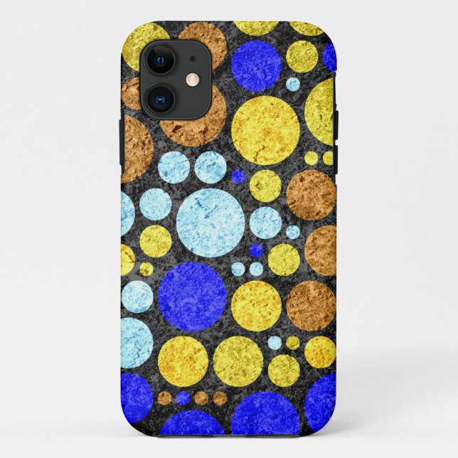 Coques Case-Mate iPhone Pois Abstraits de Grunge | Aqua bleu jaune (Dos)