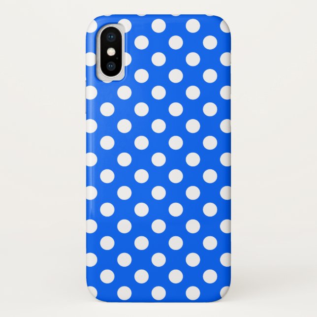 Coques Case-Mate iPhone Pois blancs sur bleu royal (Dos)
