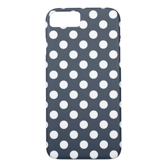 Coques Case-Mate iPhone Pois blancs sur gris bleu (Dos)