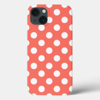 Pois blancs sur le corail vivant Coque-Mate iPhone