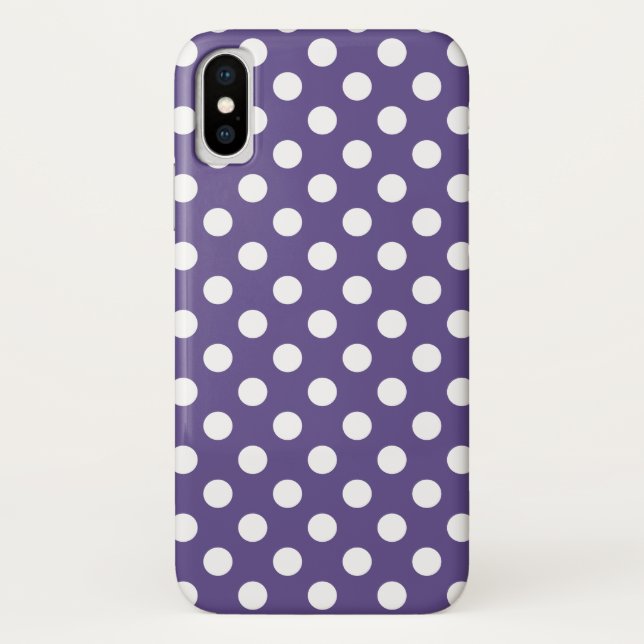 Coques Case-Mate iPhone Pois blancs sur ultra violet (Dos)