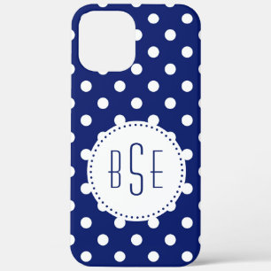 Case-Mate iPhone Case Pois bleu et blanc de marine avec monogramme