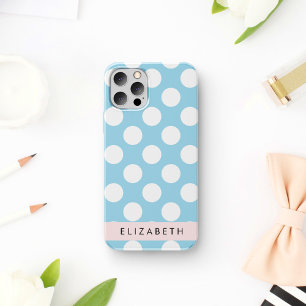 Case-Mate iPhone Case Pois Bleus, Motif Polka Dot, Votre Nom